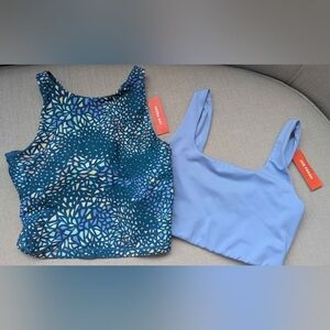 Joe Fresh Blue and Mosaic Crop Tops Set
